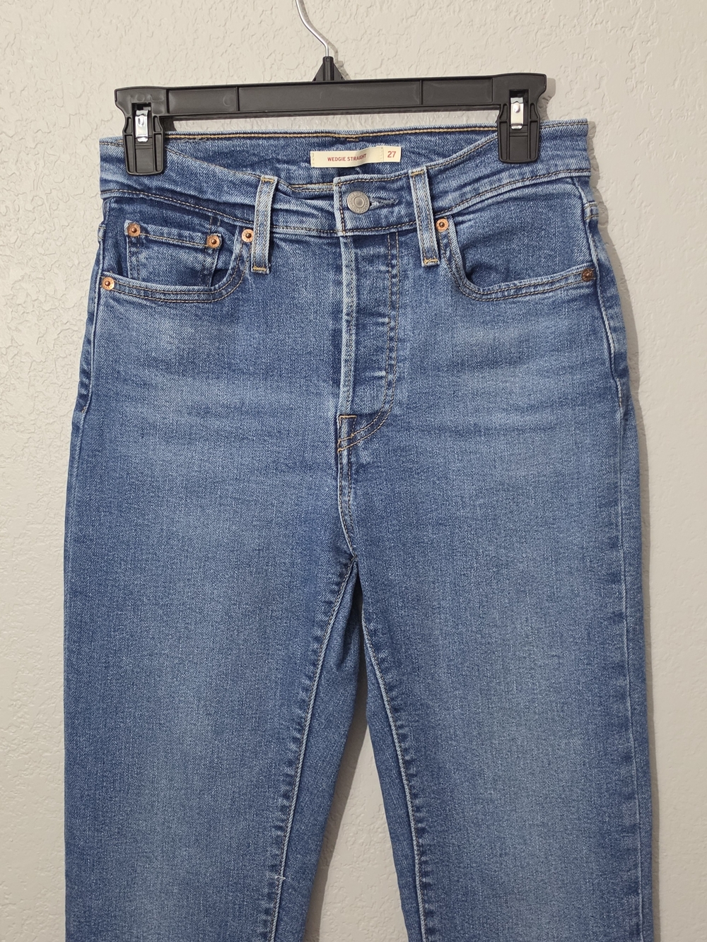Levi's Wedgie Straight Classic High Rise Jeans Medium Wash Ankle Womens 27 - Picture 2 of 10